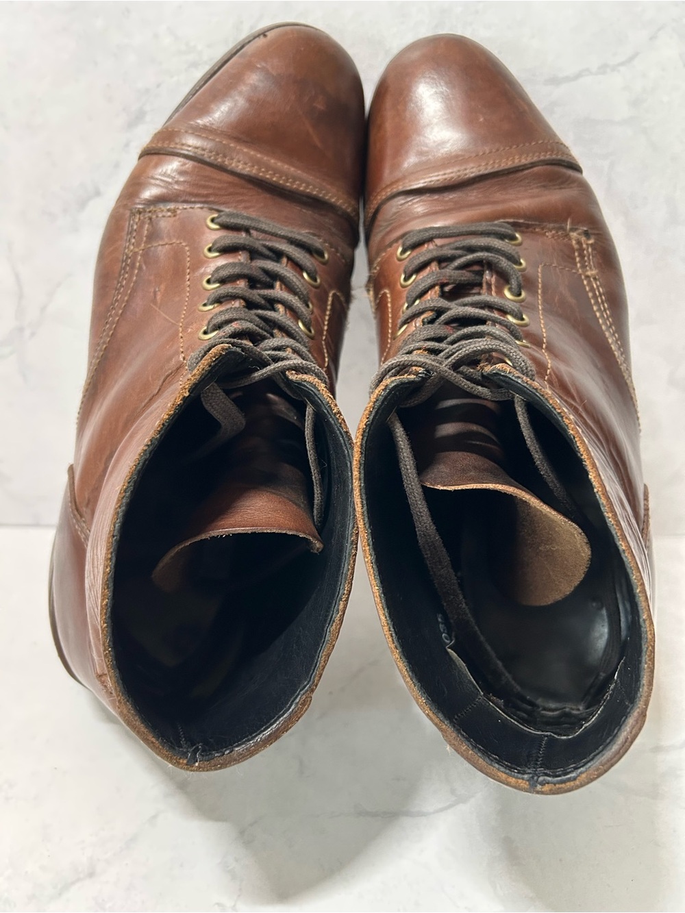 Thursday Boot Company Men’s 11.5 D Brown Leather Cap Toe Lace Up Boots - Picture 5 of 9